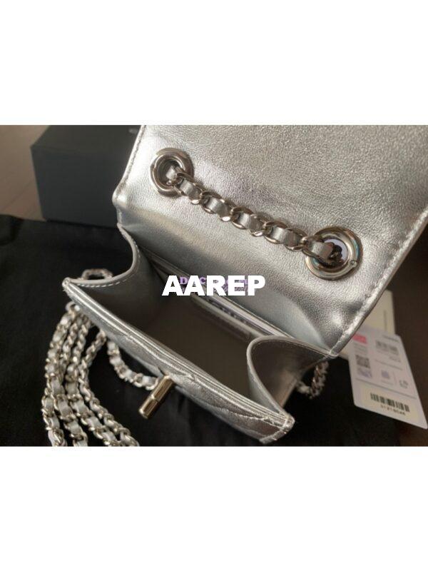 Replica Chanel Small Trendy CC Clutch With Chain A81633 Metallic Silver 9
