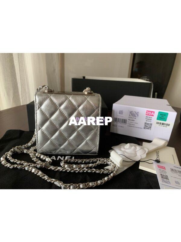 Replica Chanel Small Trendy CC Clutch With Chain A81633 Metallic Silver 11