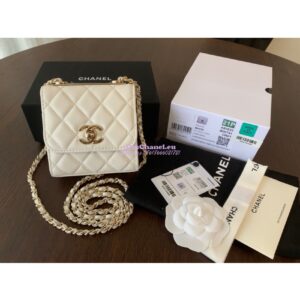 Replica Chanel Small Trendy CC Clutch With Chain A81633 White