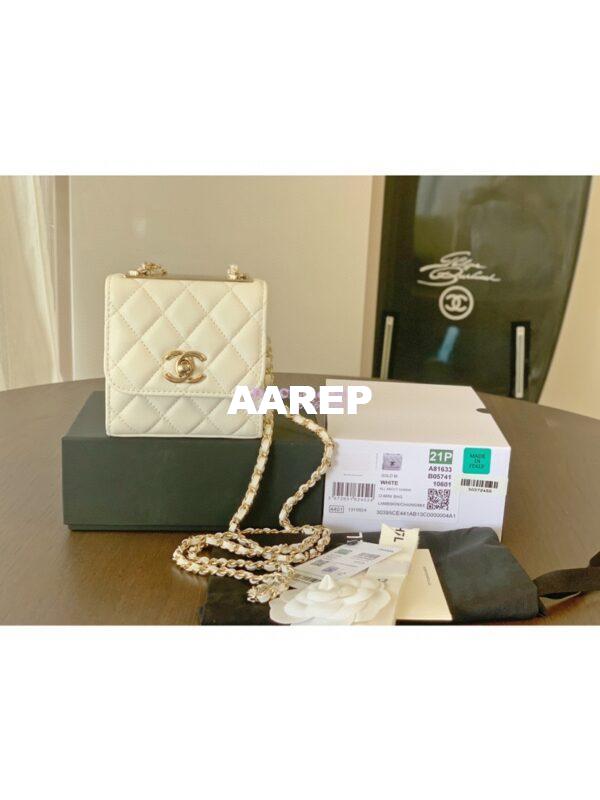 Replica Chanel Small Trendy CC Clutch With Chain A81633 White 4