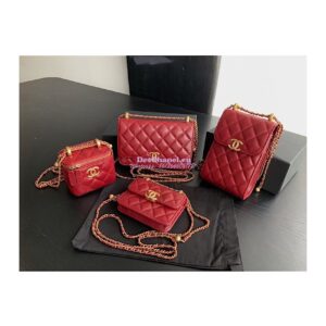 Replica Chanel Calfskin Wallet On Chain WOC with adjustable chain strap AP2289 Red
