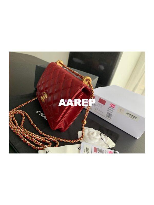 Replica Chanel Calfskin Wallet On Chain WOC with adjustable chain strap AP2289 Red 6