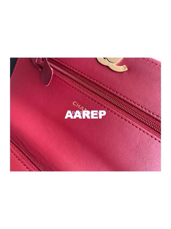 Replica Chanel Calfskin Wallet On Chain WOC with adjustable chain strap AP2289 Red 11