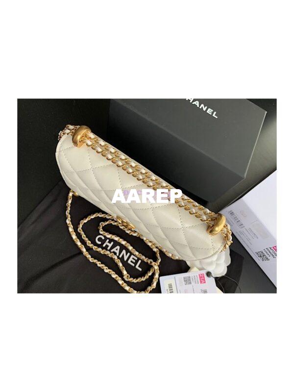 Replica Chanel Calfskin Wallet On Chain WOC with adjustable chain strap AP2289 White 7