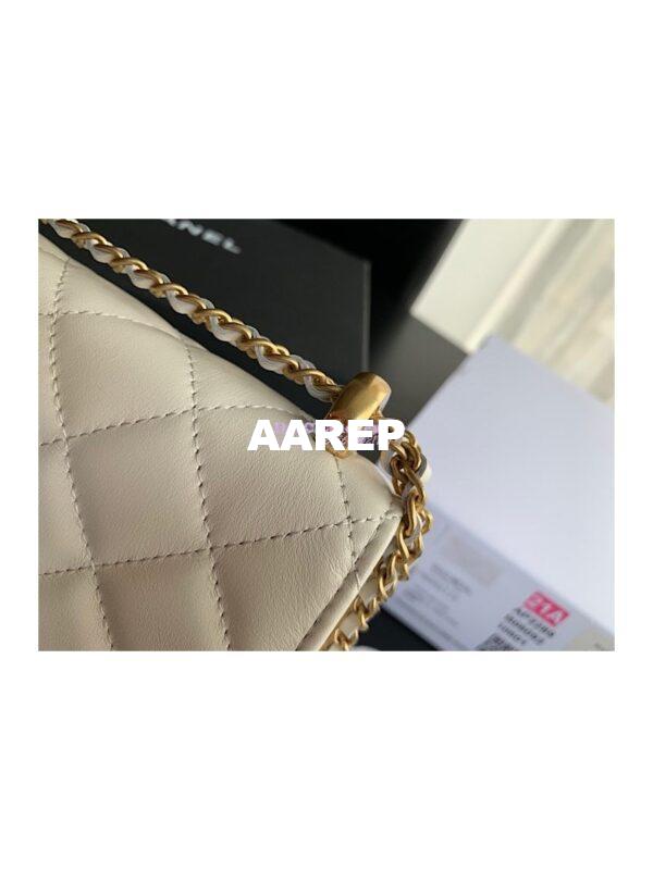 Replica Chanel Calfskin Wallet On Chain WOC with adjustable chain strap AP2289 White 8