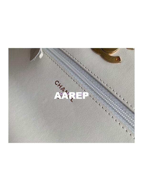 Replica Chanel Calfskin Wallet On Chain WOC with adjustable chain strap AP2289 White 10