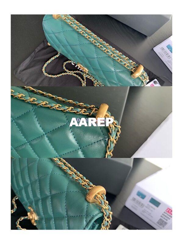 Replica Chanel Calfskin Wallet On Chain WOC with adjustable chain strap AP2289 Green 7