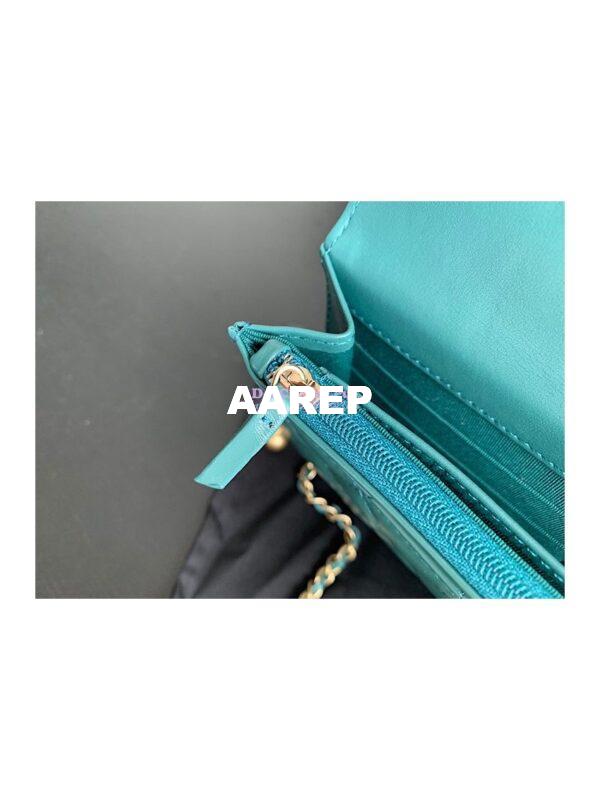 Replica Chanel Calfskin Wallet On Chain WOC with adjustable chain strap AP2289 Green 10