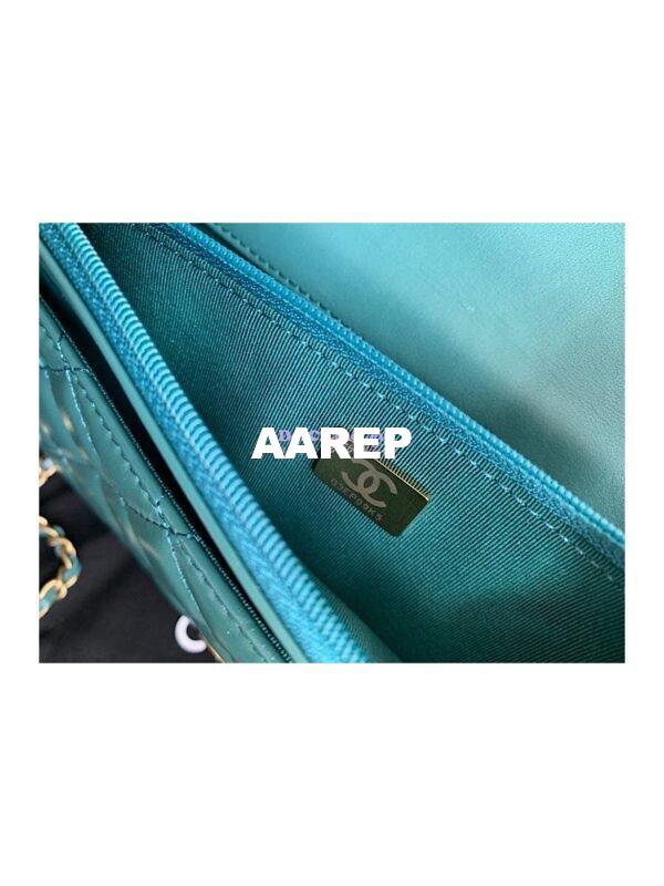 Replica Chanel Calfskin Wallet On Chain WOC with adjustable chain strap AP2289 Green 11