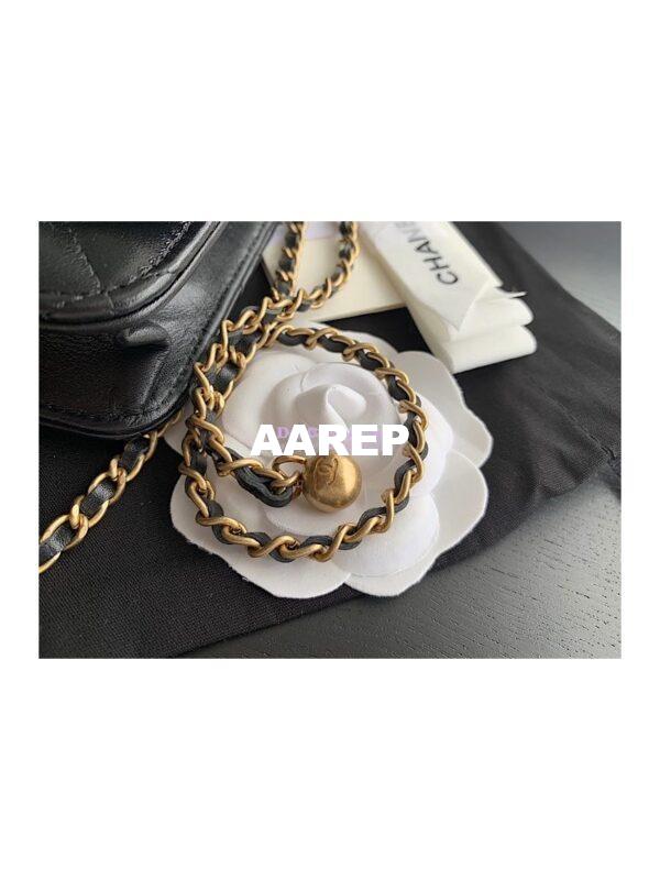 Replica Chanel Calfskin Wallet On Chain WOC with adjustable chain strap AP2289 Black 7