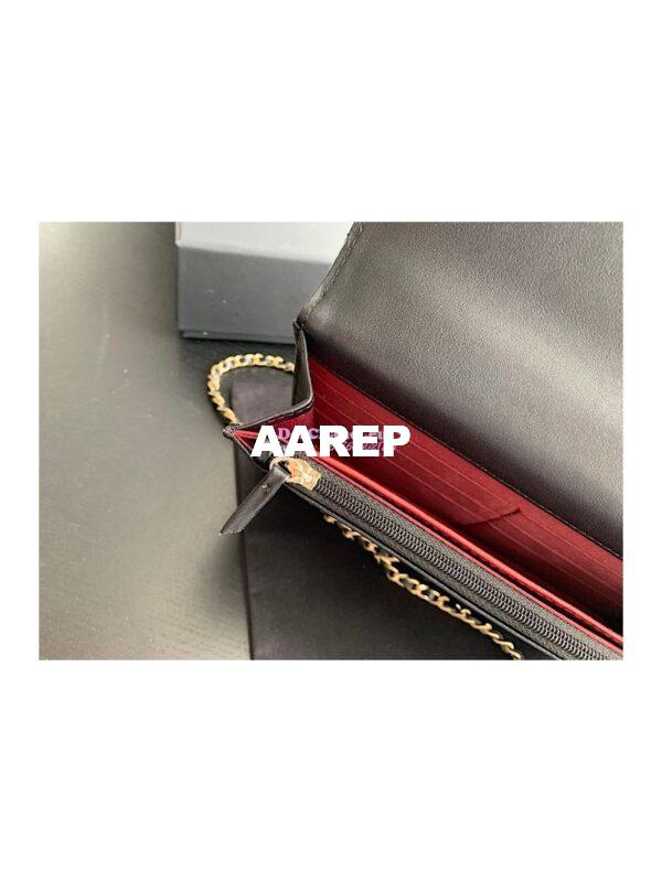 Replica Chanel Calfskin Wallet On Chain WOC with adjustable chain strap AP2289 Black 10