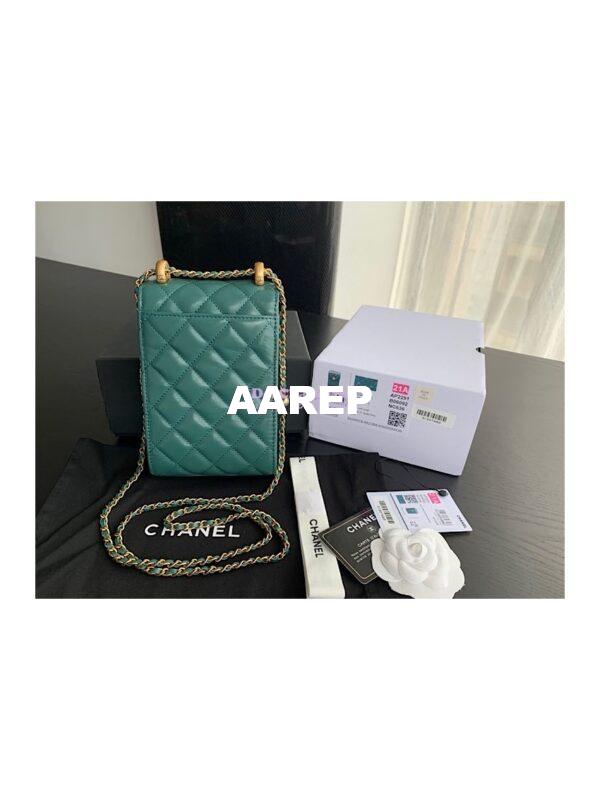 Replica Chanel Phone Clutch With Chain AP2291 Green 9