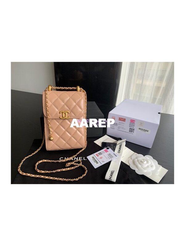 Replica Chanel Phone Clutch With Chain AP2291 Beige