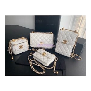 Replica Chanel Phone Clutch With Chain AP2291 White