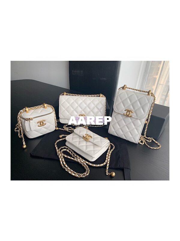 Replica Chanel Phone Clutch With Chain AP2291 White