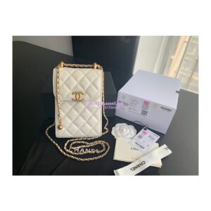 Replica Chanel Phone Clutch With Chain AP2291 White 2