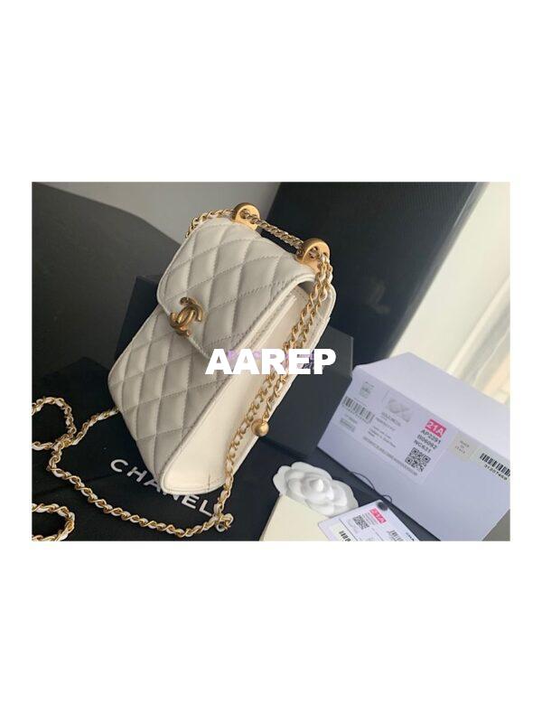 Replica Chanel Phone Clutch With Chain AP2291 White 3