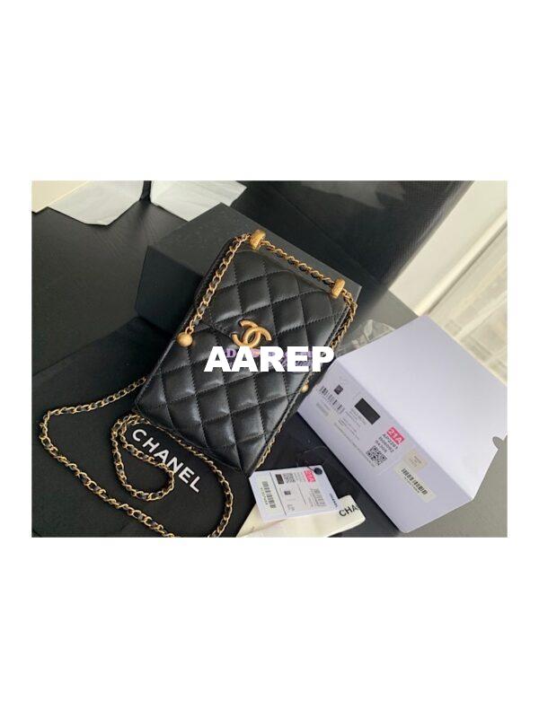 Replica Chanel Phone Clutch With Chain AP2291 Black 4
