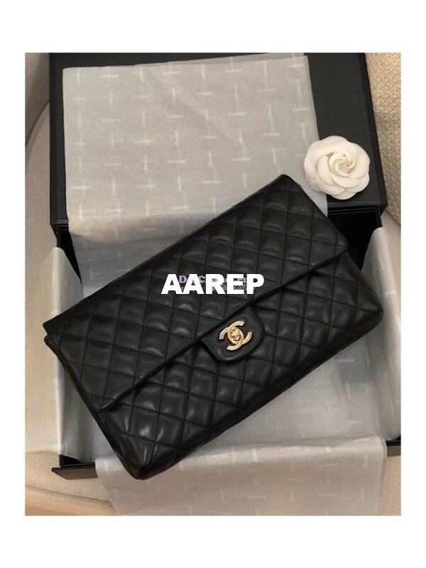 Replica Chanel CF Flap Quilted Lambskin Clutch Bag Black (Limited) 3