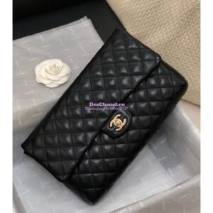 Replica Chanel CF Flap Quilted Lambskin Clutch Bag Black (Limited) 2