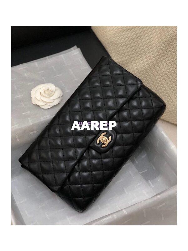 Replica Chanel CF Flap Quilted Lambskin Clutch Bag Black (Limited) 4