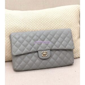 Replica Chanel CF Flap Quilted Caviar Clutch Bag Grey (Limited)