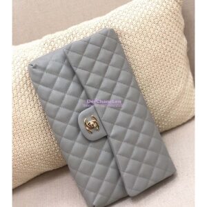 Replica Chanel CF Flap Quilted Caviar Clutch Bag Grey (Limited) 2