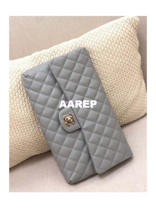 Replica Chanel CF Flap Quilted Caviar Clutch Bag Grey (Limited) 4