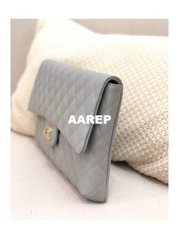 Replica Chanel CF Flap Quilted Caviar Clutch Bag Grey (Limited) 5