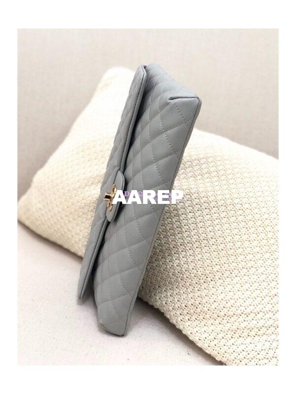 Replica Chanel CF Flap Quilted Caviar Clutch Bag Grey (Limited) 8