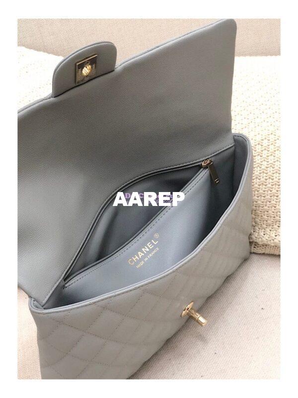 Replica Chanel CF Flap Quilted Caviar Clutch Bag Grey (Limited) 9