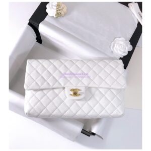 Replica Chanel CF Flap Quilted Caviar Clutch Bag White (Limited)