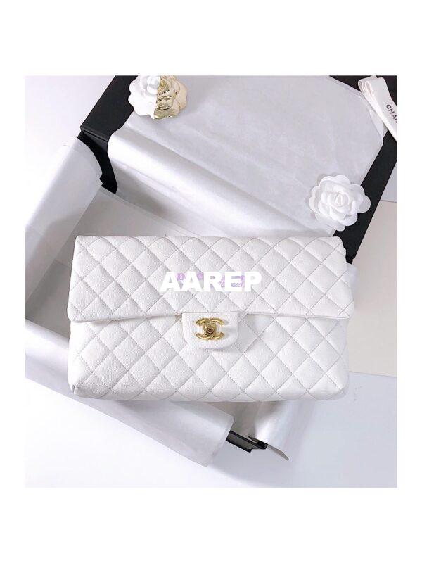 Replica Chanel CF Flap Quilted Caviar Clutch Bag White (Limited) 3
