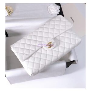 Replica Chanel CF Flap Quilted Caviar Clutch Bag White (Limited) 2