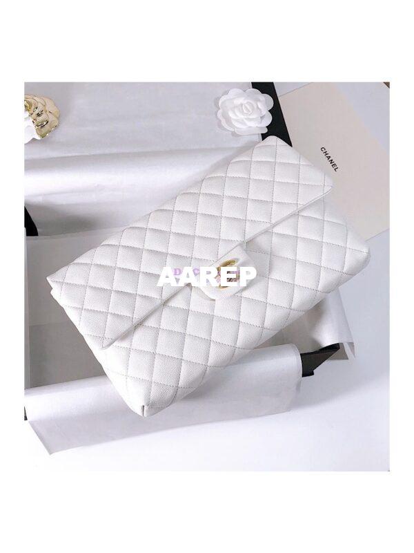 Replica Chanel CF Flap Quilted Caviar Clutch Bag White (Limited) 4