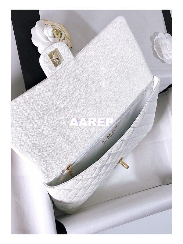 Replica Chanel CF Flap Quilted Caviar Clutch Bag White (Limited) 9