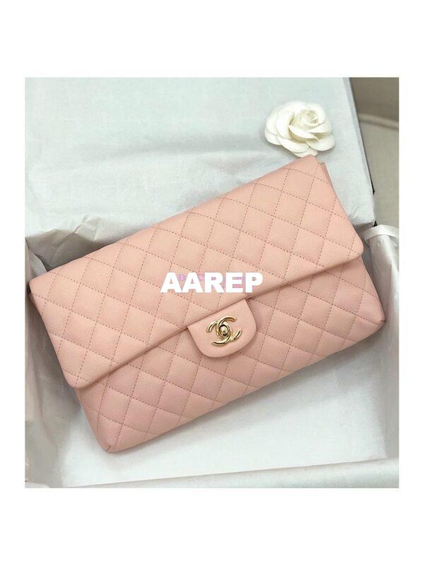 Replica Chanel CF Flap Quilted Caviar Clutch Bag Light Pink (Limited)