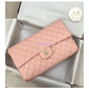 Replica Chanel CF Flap Quilted Caviar Clutch Bag Light Pink (Limited) 2