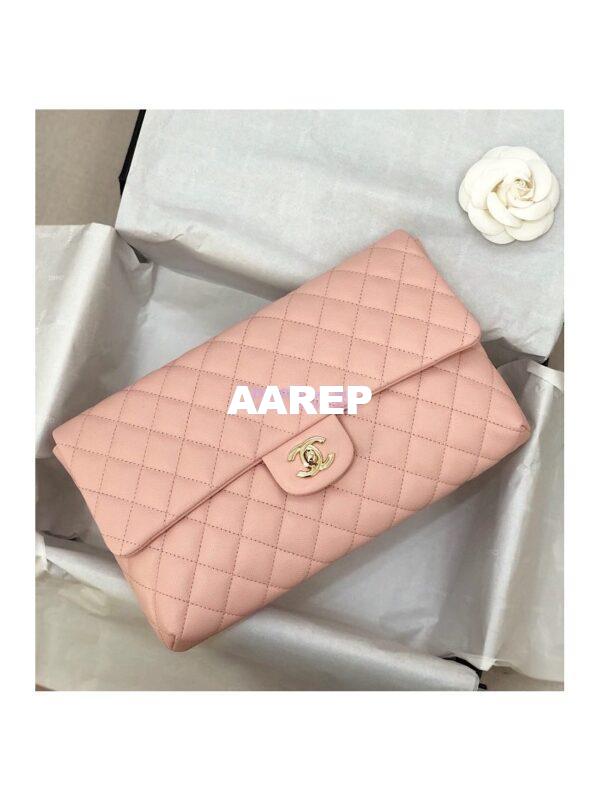 Replica Chanel CF Flap Quilted Caviar Clutch Bag Light Pink (Limited) 2