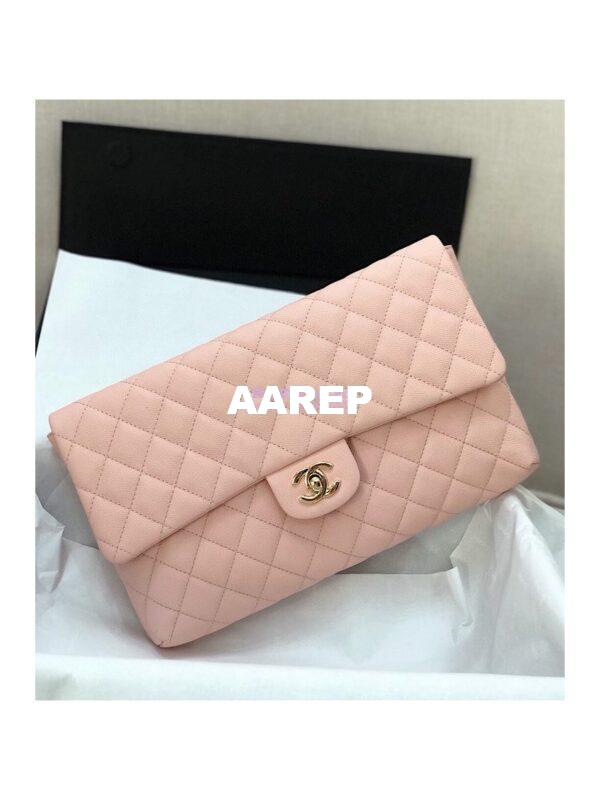 Replica Chanel CF Flap Quilted Caviar Clutch Bag Light Pink (Limited) 3