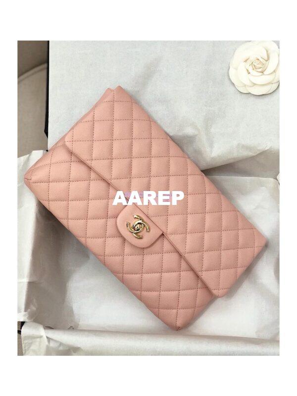 Replica Chanel CF Flap Quilted Caviar Clutch Bag Light Pink (Limited) 4