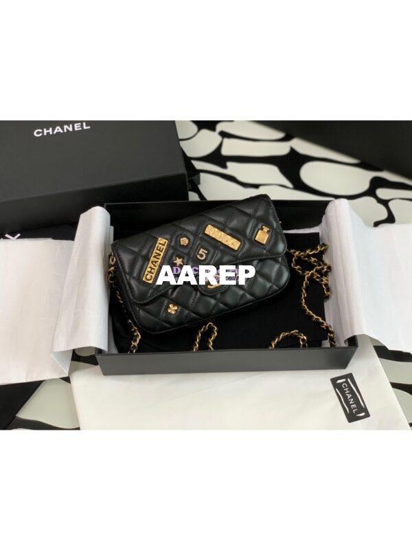 Replica Chanel 21s Lucky Charm 31 Rue Cambon Paris Classic Flap Phone Holder With Chain Lambskin Bag AP2096 Black 3