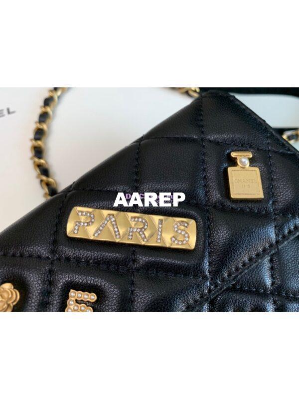 Replica Chanel 21s Lucky Charm 31 Rue Cambon Paris Classic Flap Phone Holder With Chain Lambskin Bag AP2096 Black 6