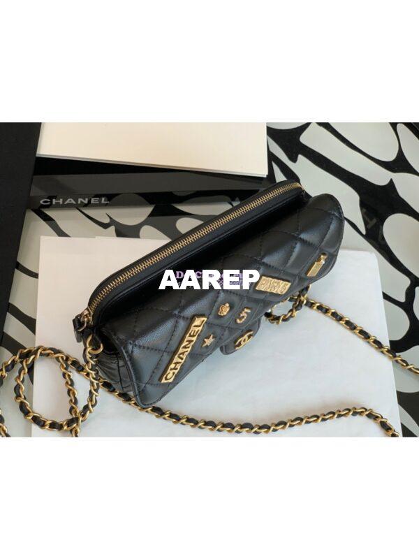 Replica Chanel 21s Lucky Charm 31 Rue Cambon Paris Classic Flap Phone Holder With Chain Lambskin Bag AP2096 Black 7