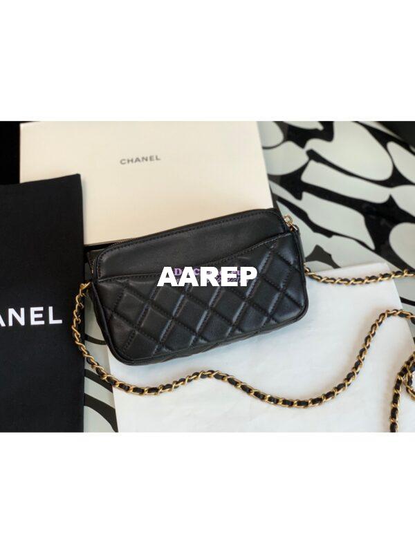 Replica Chanel 21s Lucky Charm 31 Rue Cambon Paris Classic Flap Phone Holder With Chain Lambskin Bag AP2096 Black 8