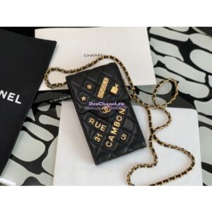 Replica Chanel 21s Lucky Charm 31 Rue Cambon Paris Phone Holder with Chain Lambskin Bag AP2164 Black 2