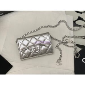 Replica Chanel Classic Belt Bag Metallic Lambskin Silver AP1983 2