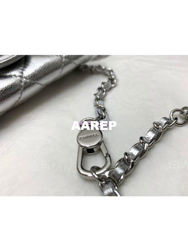 Replica Chanel Classic Belt Bag Metallic Lambskin Silver AP1983 6