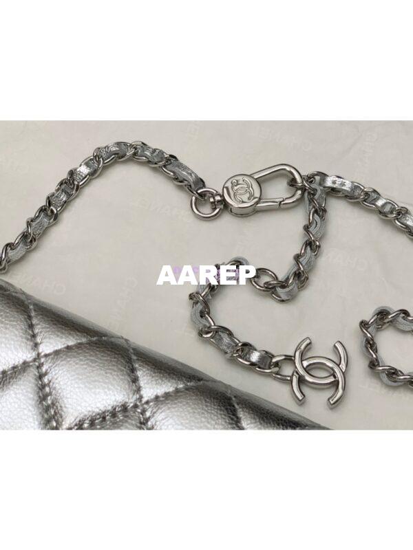 Replica Chanel Classic Belt Bag Metallic Lambskin Silver AP1983 7