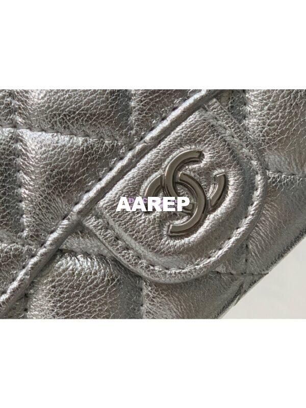 Replica Chanel Classic Belt Bag Metallic Lambskin Silver AP1983 8
